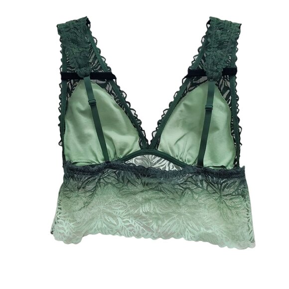 Aerie Ombre Firework Hunter Mint Plunge Neck Longline Lace Bralette Size L - Picture 6 of 6